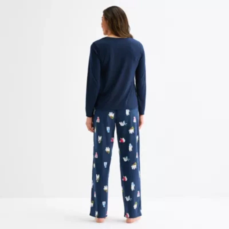 North Pole Trading Co. Polar Bear Womens Crew Neck Long Sleeve 2-pc. Matching Family Pajama Sets