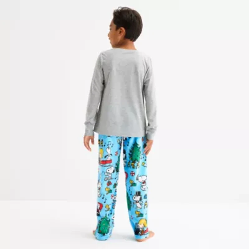 Little & Big Kid Unisex Peanuts Snoopy Microfleece Crew Neck Long Sleeve 2-pc. Matching Family Pajama Sets
