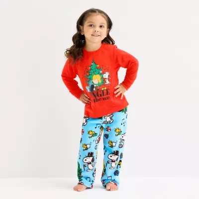 Toddler Unisex Peanuts Snoopy Microfleece Crew Neck Long Sleeve 2-pc. Matching Family Pajama Sets