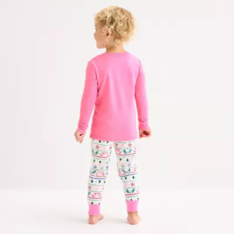 North Pole Trading Co. Very Merry Fairisle Toddler Girls Crew Neck Long Sleeve 2-pc. Matching Family Pajama Sets