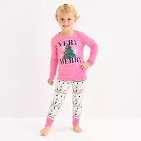 North Pole Trading Co. Very Merry Fairisle Toddler Girls Crew Neck Long Sleeve 2-pc. Matching Family Pajama Sets