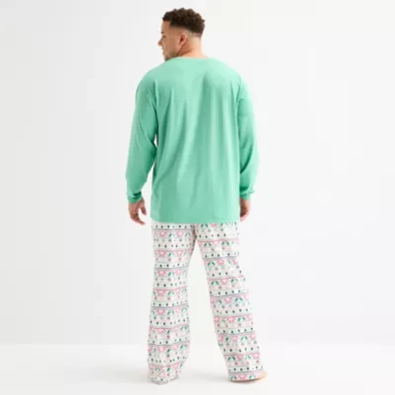 North Pole Trading Co. Very Merry Fairisle Mens Crew Neck Long Sleeve 2-pc. Matching Family Big Pajama Sets
