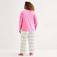 North Pole Trading Co. Very Merry Fairisle Womens Crew Neck Long Sleeve 2-pc. Matching Family Plus Pajama Sets