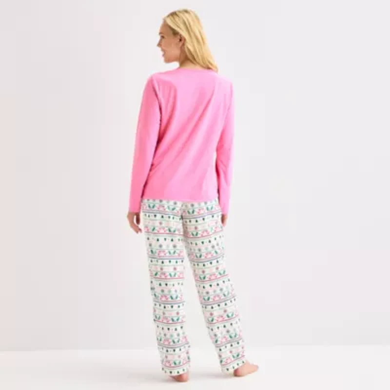North Pole Trading Co. Very Merry Fairisle Womens Crew Neck Long Sleeve 2-pc. Matching Family Pajama Sets