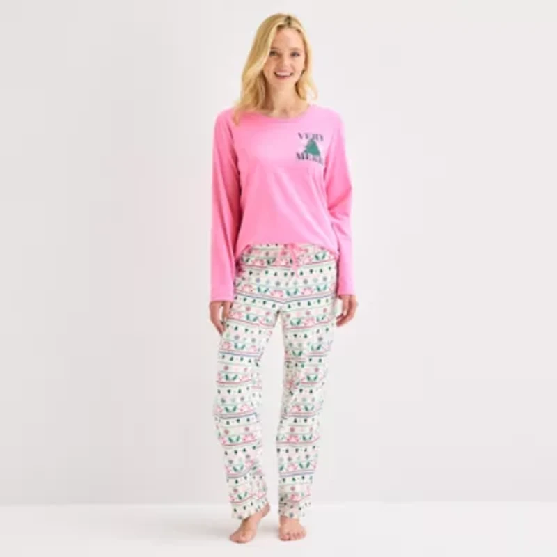 North Pole Trading Co. Very Merry Fairisle Womens Crew Neck Long Sleeve 2-pc. Matching Family Pajama Sets