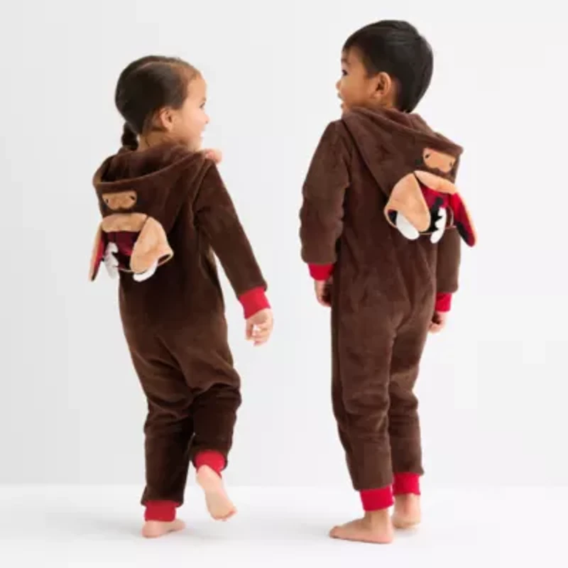 North Pole Trading Co. Toddler Unisex Plush Hooded Long Sleeve Matching Family One Piece Pajama