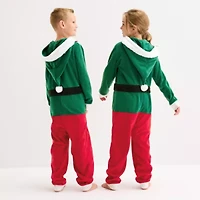 North Pole Trading Co. Elf Little & Big Kid Unisex Microfleece Hooded Long Sleeve Matching Family One Piece Pajama