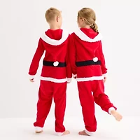 North Pole Trading Co. Santa Little & Big Kid Unisex Microfleece Hooded Long Sleeve Matching Family One Piece Pajama