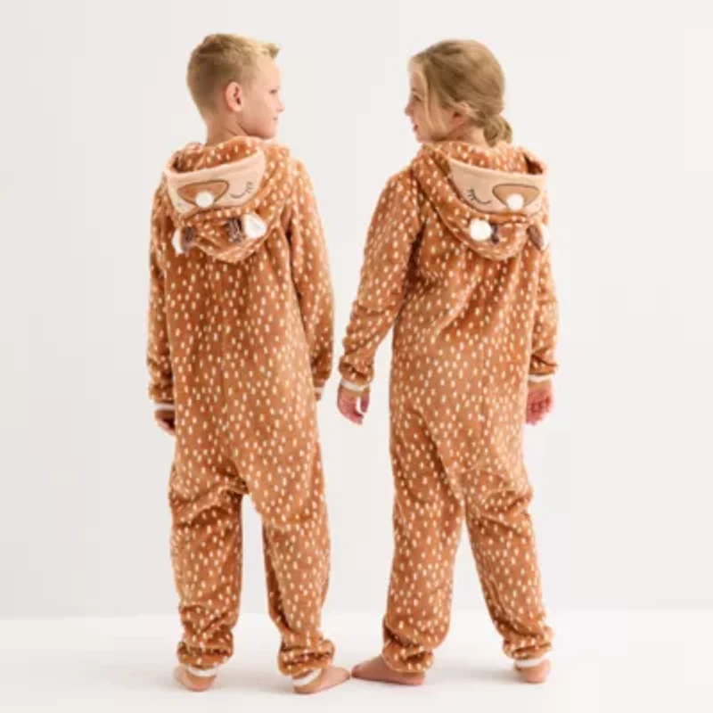 North Pole Trading Co. Big Kid Unisex Plush Hooded Long Sleeve Matching Family One Piece Pajama