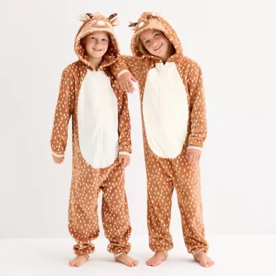 North Pole Trading Co. Big Kid Unisex Plush Hooded Long Sleeve Matching Family One Piece Pajama