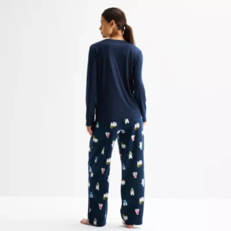 North Pole Trading Co. Polar Bear Womens Crew Neck Long Sleeve 2-pc. Matching Family Maternity Pajama Sets