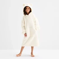 North Pole Trading Co. Polar Bear Little & Big Kid Unisex Microfleece Hooded Long Sleeve Matching Family Nightgown