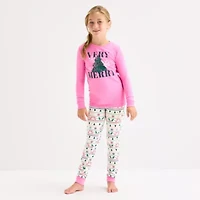 North Pole Trading Co. Very Merry Fairisle Little & Big Kid Girls Crew Neck Long Sleeve 2-pc. Matching Family Pajama Sets