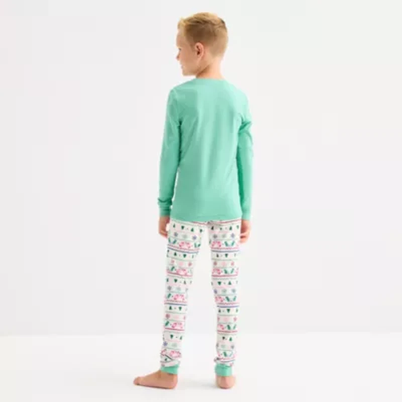 North Pole Trading Co. Very Merry Fairisle Little & Big Kid Unisex Crew Neck Long Sleeve 2-pc. Matching Family Pajama Sets