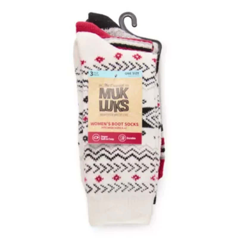 Muk Luks Microfiber Womens Multi-Pack 3 Pair Boot Socks