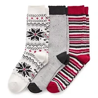 Muk Luks Microfiber Womens Multi-Pack 3 Pair Boot Socks