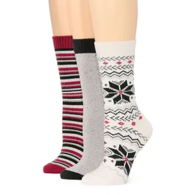 Muk Luks Microfiber Womens Multi-Pack 3 Pair Boot Socks