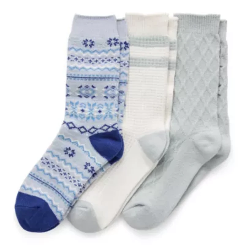 Muk Luks Microfiber Womens Multi-Pack 3 Pair Boot Socks