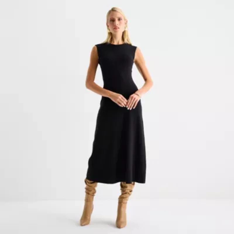 Worthington Womens Short Sleeve Sweater Dress