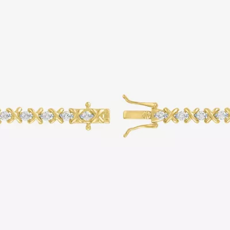 (G-H, Si2-I1) Womens 2 CT. T.W. Lab Grown White Diamond 14K Gold Over Silver 7.25 Inch Tennis Bracelet