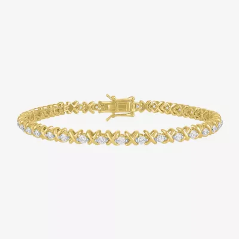(G-H, Si2-I1) Womens 2 CT. T.W. Lab Grown White Diamond 14K Gold Over Silver 7.25 Inch Tennis Bracelet