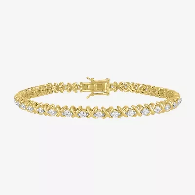 (G-H, Si2-I1) Womens 2 CT. T.W. Lab Grown White Diamond 14K Gold Over Silver 7.25 Inch Tennis Bracelet