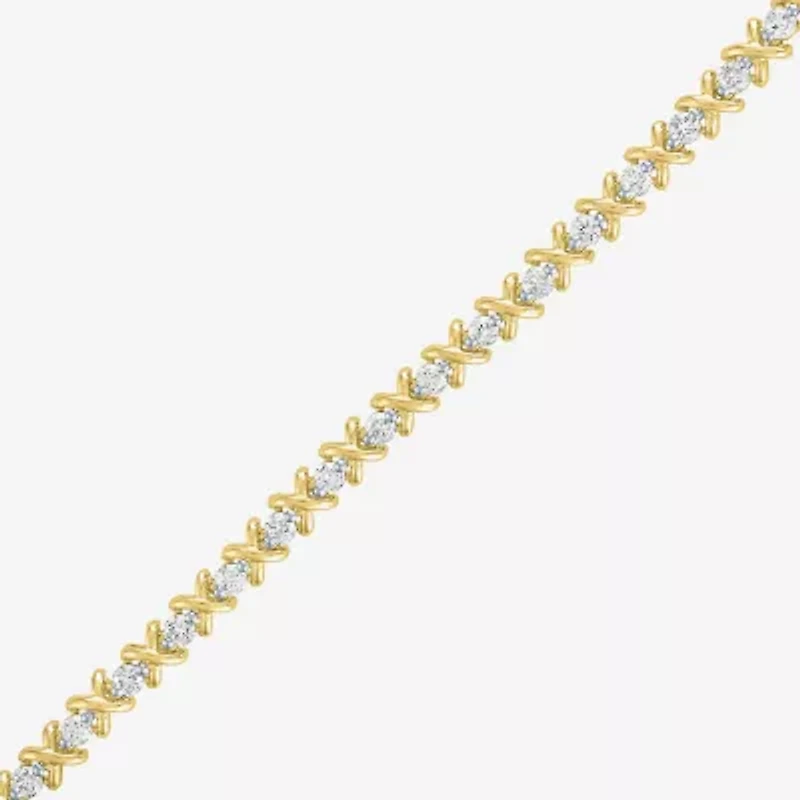 (G-H, Si2-I1) Womens 2 CT. T.W. Lab Grown White Diamond 14K Gold Over Silver 7.25 Inch Tennis Bracelet