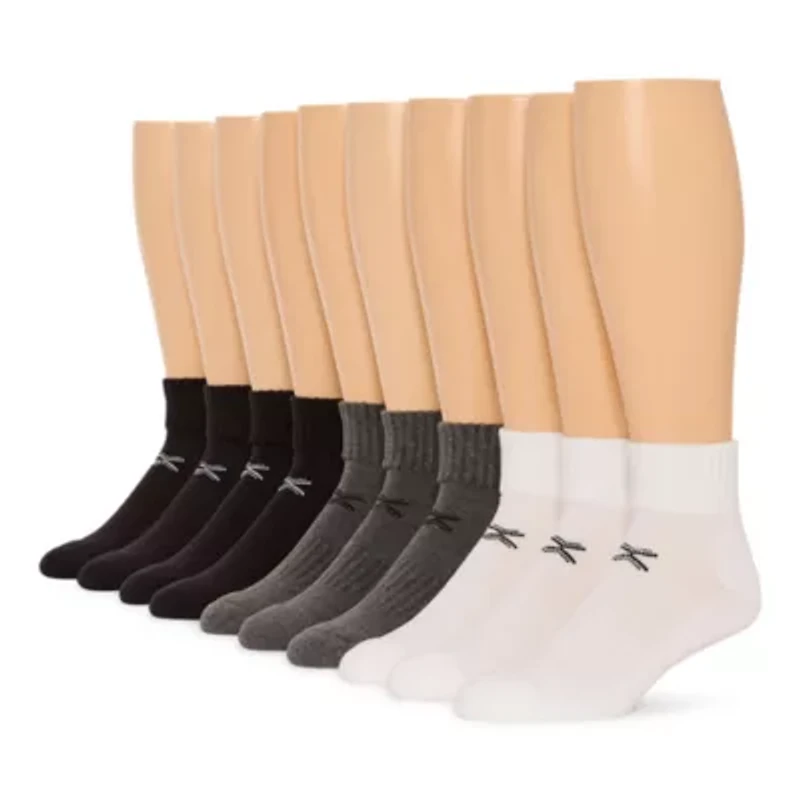 Xersion Quick-Dri Mens 10 Pair Quarter Ankle Socks