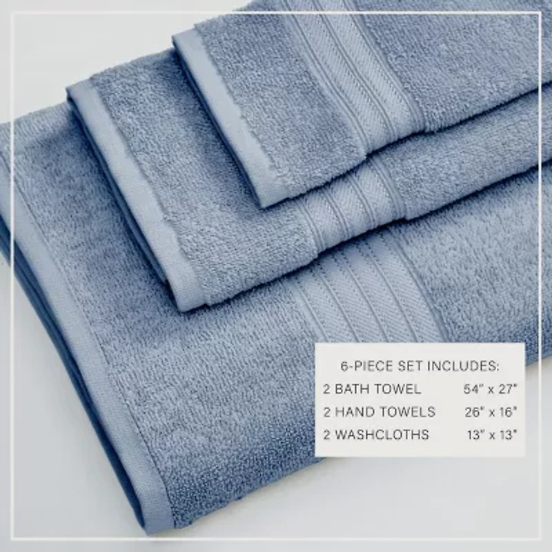 Linery Cotton Everyday 6-pc. Quick Dry Bath Towel Set
