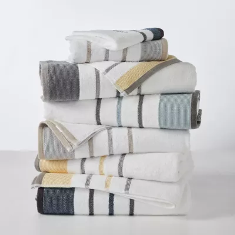 Linery Luxury Cotton Decorative 4-pc. Quick Dry Striped Bath Towel
