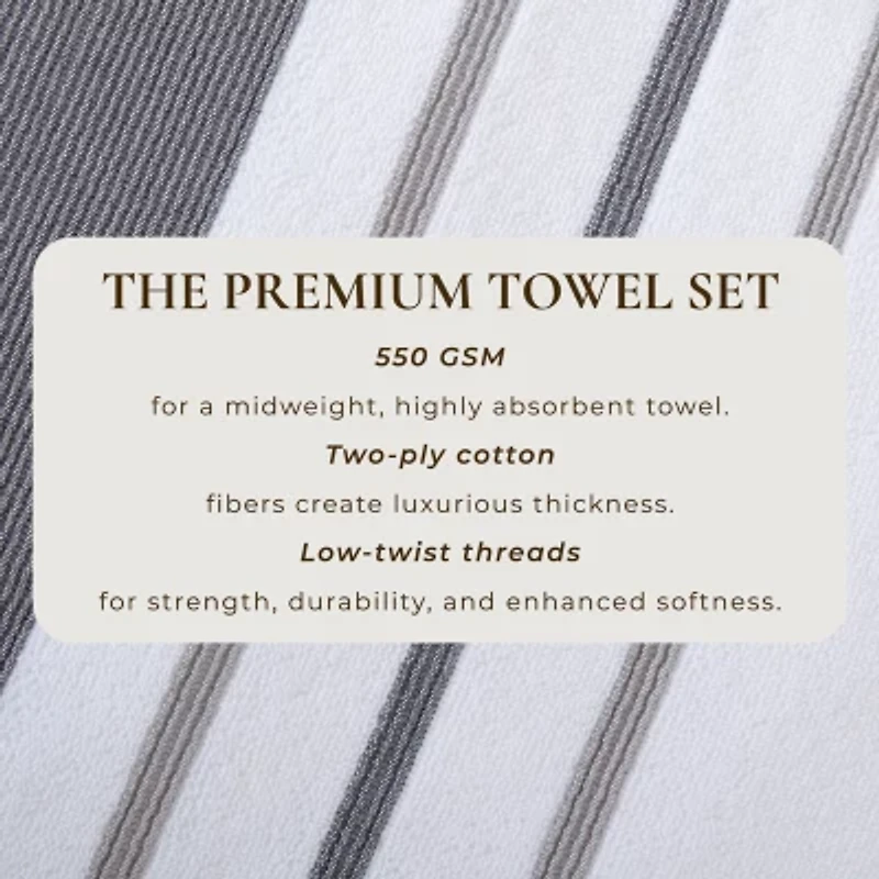 Linery Luxury Cotton Decorative 4-pc. Quick Dry Striped Bath Towel