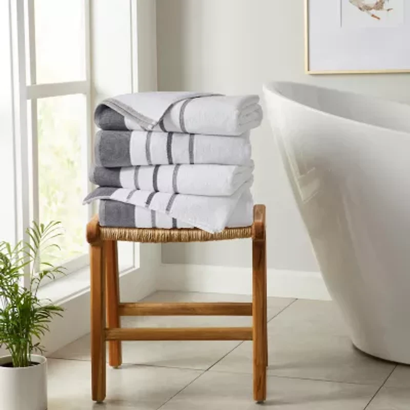 Linery Luxury Cotton Decorative 4-pc. Quick Dry Striped Bath Towel