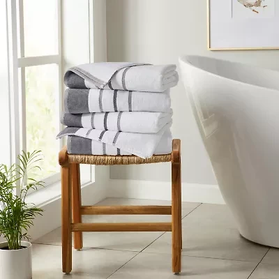 Linery Luxury Cotton Decorative 4-pc. Quick Dry Striped Bath Towel