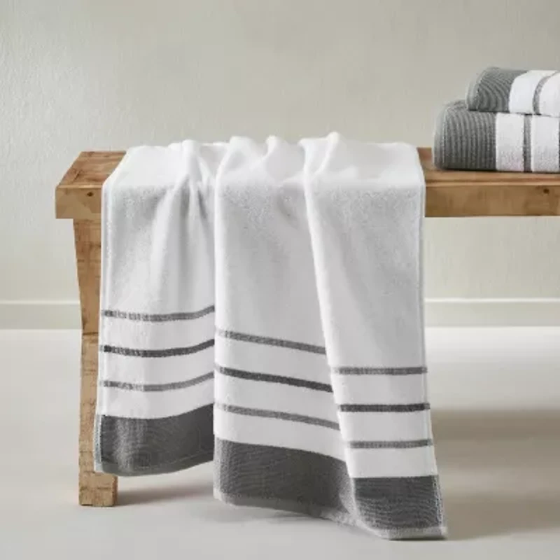 Linery Luxury Cotton Decorative 4-pc. Quick Dry Striped Bath Towel