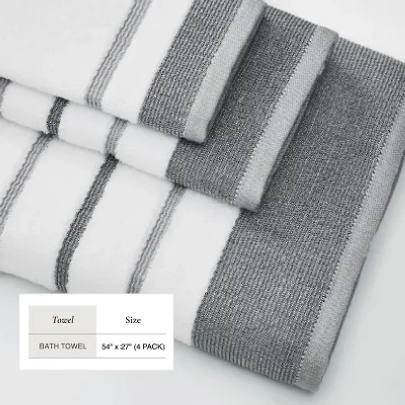 Linery Luxury Cotton Decorative 4-pc. Quick Dry Striped Bath Towel