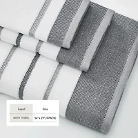 Linery Luxury Cotton Decorative 4-pc. Quick Dry Striped Bath Towel