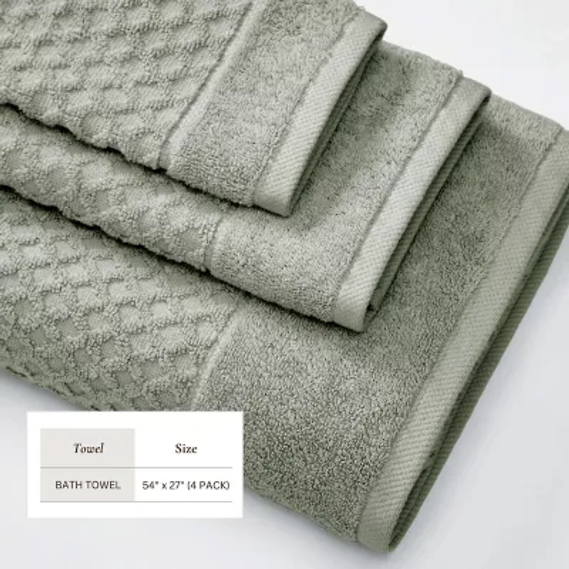 Linery Cotton Quick-Dry Textured Bath Towels 4-pc. Quick Dry Diamond Bath Towel