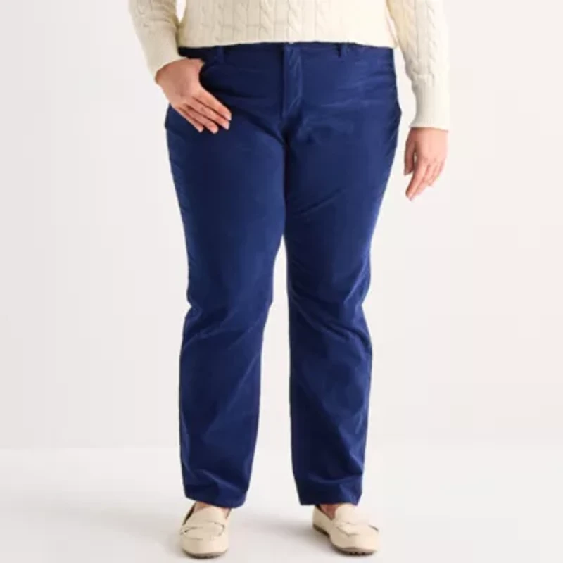 St. John's Bay Womens Plus High Rise Wide Leg Corduroy Pant