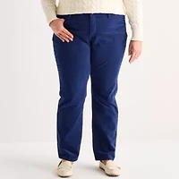 St. John's Bay Womens Plus High Rise Wide Leg Corduroy Pant