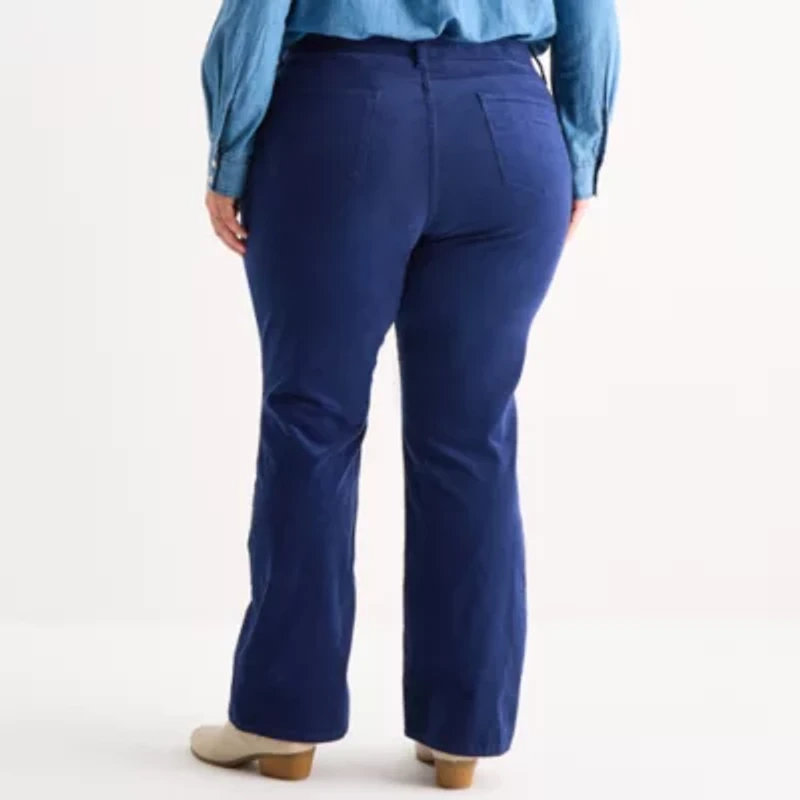St. John's Bay Womens Mid Rise Bootcut Corduroy Pant Plus