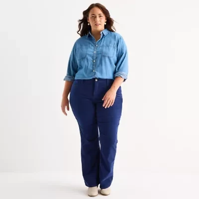 St. John's Bay Womens Mid Rise Bootcut Corduroy Pant Plus