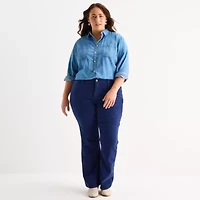St. John's Bay Womens Mid Rise Bootcut Corduroy Pant Plus