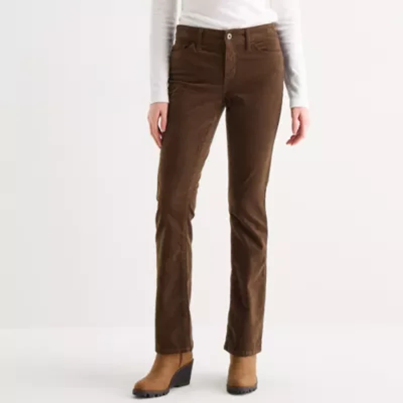 St. John's Bay Womens Mid Rise Bootcut Corduroy Pant