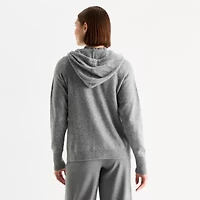 Stylus Womens Hooded Long Sleeve Zip Front Sweater