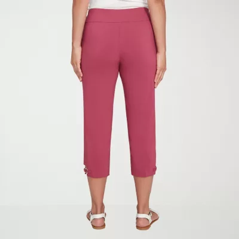 Hearts Of Palm Womens Straight Mid Rise Petite Capri Pant