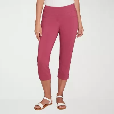 Hearts Of Palm Womens Straight Mid Rise Petite Capri Pant