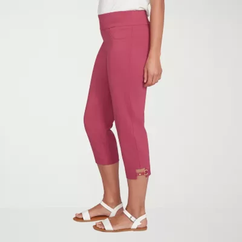 Hearts Of Palm Womens Straight Mid Rise Petite Capri Pant