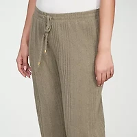 Hearts Of Palm Womens Straight Mid Rise Drawstring Pant