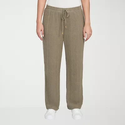 Hearts Of Palm Womens Straight Mid Rise Drawstring Pant