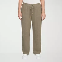 Hearts Of Palm Womens Straight Mid Rise Drawstring Pant